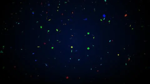 Colorful Rectangle Square And Triangle Shapes Of Confetti Falling On Dark Blue  Illustrazione stock