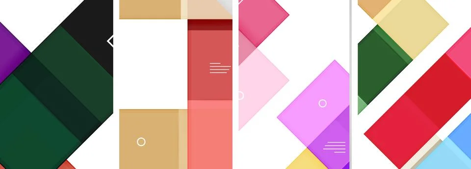 Colorful rectangles and triangles create a vibrant pattern on white background 스톡 일러스트