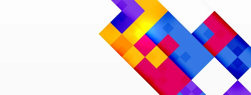 Colorful rectangles and triangles create a vibrant pattern on a white background 스톡 일러스트