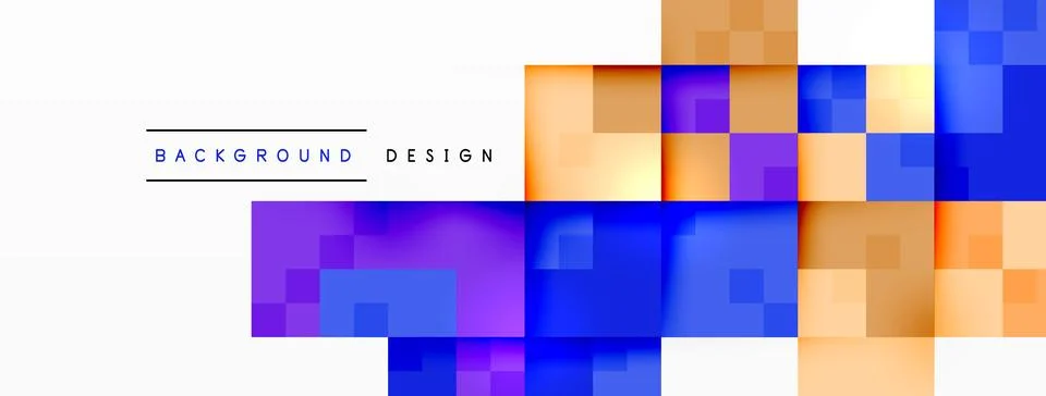 Colorful rectangles in electric blue, magenta, and pattern on white background Stock Illustration