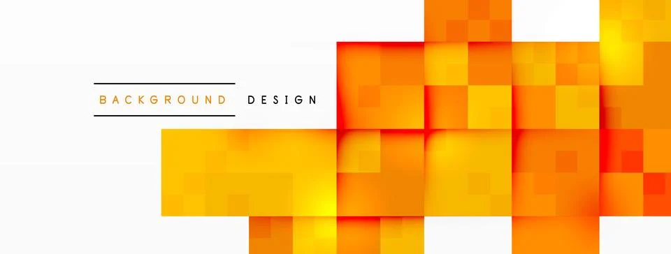 Colorful rectangular pattern with orange squares on white background Stock Illustration