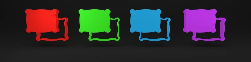 Colorful Rectangular pillow icon isolated on black background. Cushion sign.. Stock Illustration