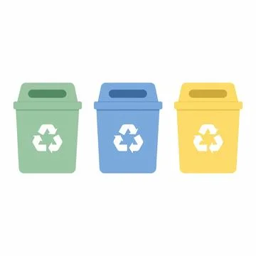 Colorful Recycling Bins Set Vector Illustration Stock Illustration