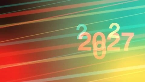 Colorful red green gradient with diagonal lines and 2027 numbers, Loop Animation Stock Footage 341857857