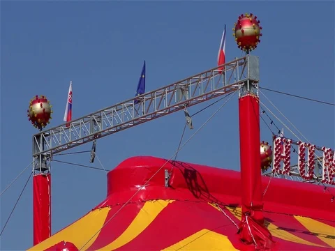 Colorful Red Yellow Magic Circus Tent Video stock 70489087