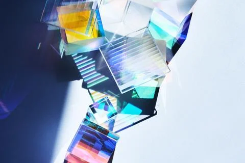 Colorful Reflections. Geometric prisms casting vibrant, multicolored shadows Stock Photos