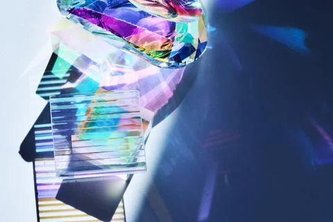 Colorful Reflections. Geometric prisms casting vibrant, multicolored shadows Stock Photos