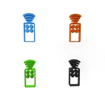 Colorful Remote control for the camera icon isolated on white background. A.. Stock Illustration