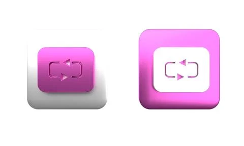 Colorful Repeat button icon isolated on white background. Square button. 3D.. Stock Photos