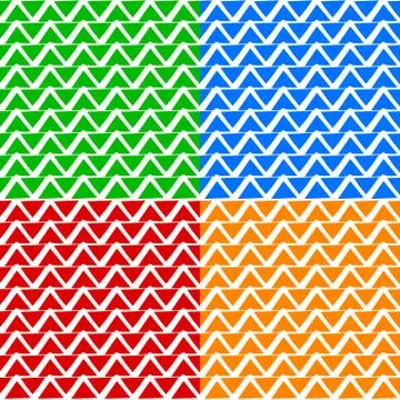 Colorful repeatable pattern set with wavy, zigzag lines. (editable vector) Stock Illustration