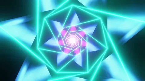 Colorful Repeating 7-Point Star Wormhole Background Loop Stock Footage 221517247