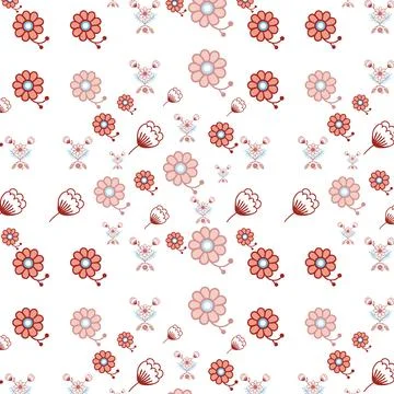 Colorful Repeating Floral Pattern with Delicate Design Stock Illustration