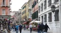 Colorful Residence Building Shopping Street Restaurant People Visit Venice Italy HD Footage