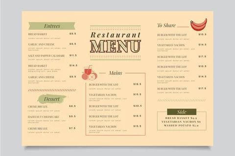 Colorful restaurant menu template theme Stock Illustration