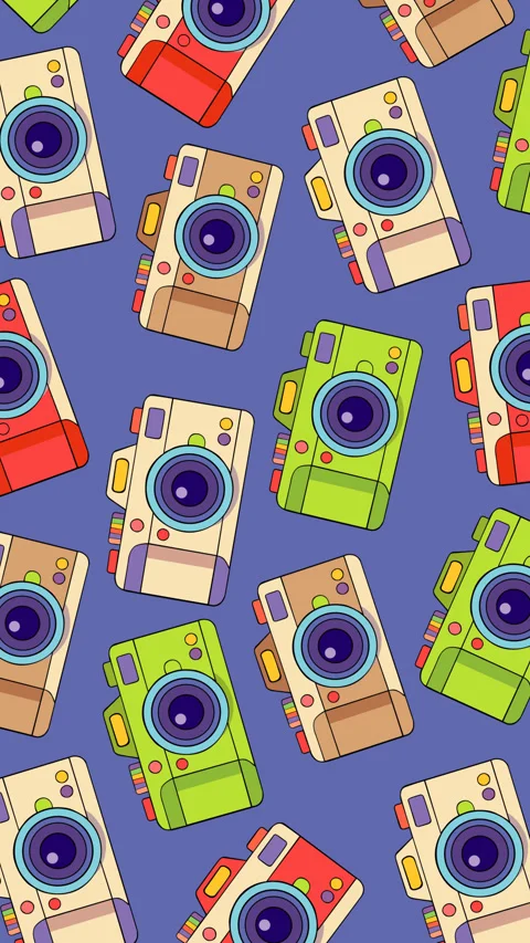 Colorful Retro Camera Seamless Pattern Background for Creative Photography a Stock Footage 340373668