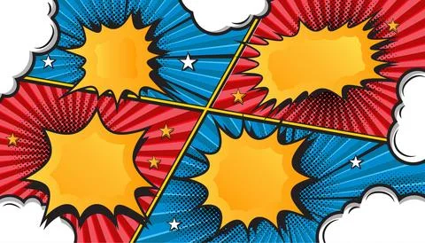 Colorful Retro Comic Book Explosion Background with Pop Art Style Stock Illustration