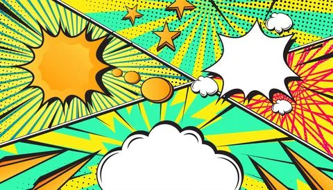 Colorful Retro Comic Book Explosion Background with Pop Art Style Stock Illustration
