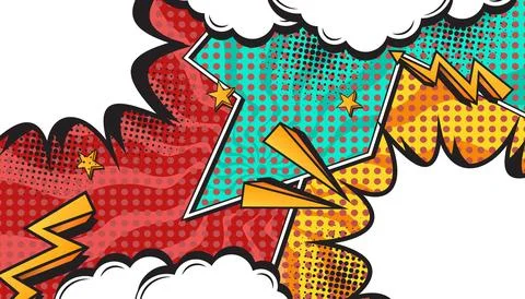 Colorful Retro Comic Book Explosion Background with Pop Art Style Stock Illustration