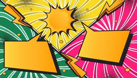 Colorful Retro Comic Book Explosion Background with Pop Art Style Stock Illustration