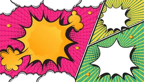 Colorful Retro Comic Book Explosion Background with Pop Art Style Stock Illustration