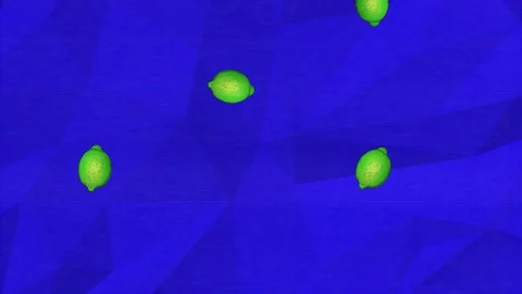 Colorful retro falling lemons and limes animation on a blue geometric background Vídeos de archivo 114443754