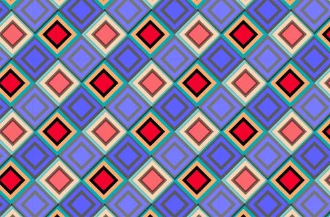 Colorful Retro Geometric Diamond Pattern Seamless Background With Abstract .. Stock Illustration