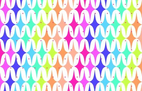 Colorful Retro Geometric Seamless Pattern With Wavy Circles And Bright Past.. Stock Illustration