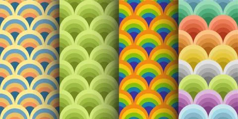Colorful retro seamless patterns in small set Stock Illustration