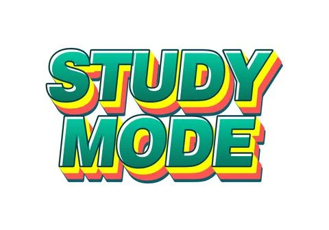Colorful retro study mode text on white background Stock Illustration
