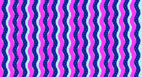 Colorful Retro Wavy Stripes Pattern With Polka Dots  Vibrant Abstract Seaml.. Stock Illustration