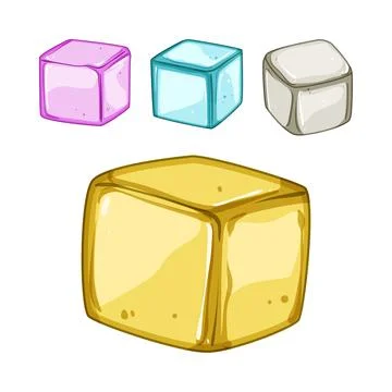 Colorful reusable plastic ice cubes in cartoon style Stock Illustration