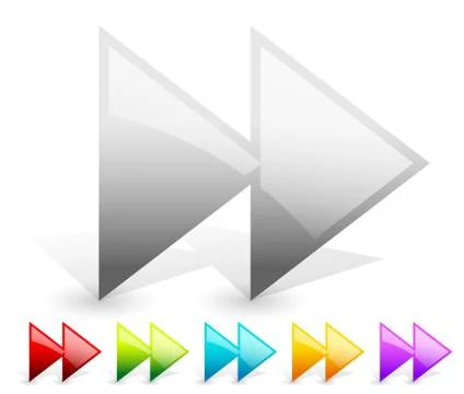 Colorful right arrows, forward, fast forward buttons, icons. vector graphic Stock Illustration