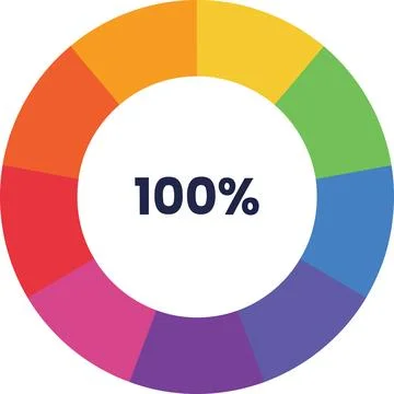 Colorful ring chart showing one hundred percent Stock Illustration