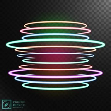 Colorful Rings of Light with A Transparent Pattern, Isolated and Easy to Ed.. 스톡 일러스트