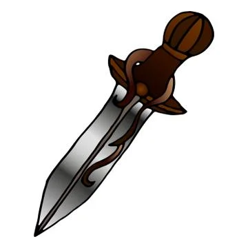 Colorful ritual dagger on a white background. Stock Illustration