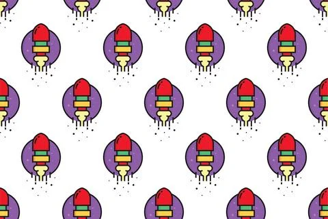 Colorful rocket seamless pattern background template Stock Illustration