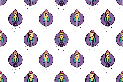 Colorful rocket seamless pattern background template 스톡 일러스트