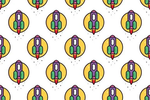 Colorful rocket seamless pattern background template Stock Illustration