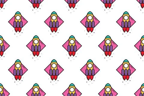 Colorful rocket seamless pattern background template 스톡 일러스트