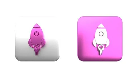 Colorful Rocket ship with fire icon isolated on white background. Space tra.. Stock Illustration