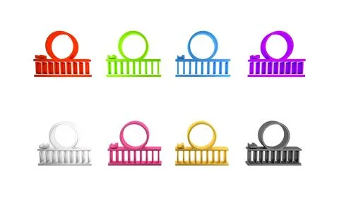 Colorful Roller coaster icon isolated on white background. Amusement park. .. 스톡 일러스트