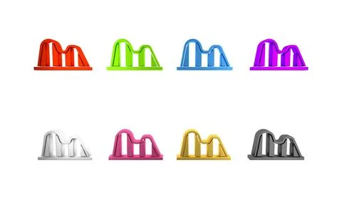 Colorful Roller coaster icon isolated on white background. Amusement park. .. 스톡 일러스트