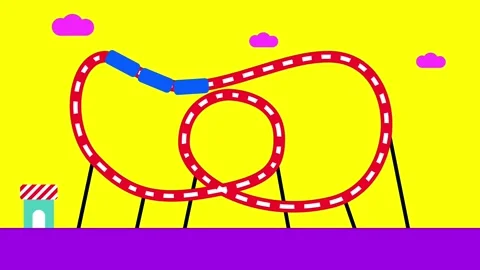 Colorful Roller Coaster Loops Stock Footage 335630901