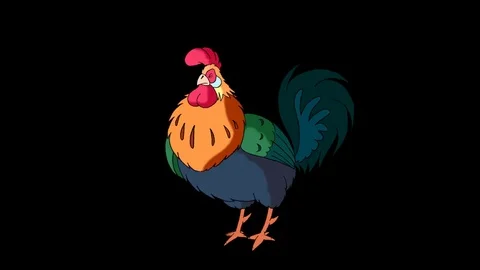 Colorful Rooster Crows. Classic handmade Animation with Alpha Channel. Stock Footage 71946122