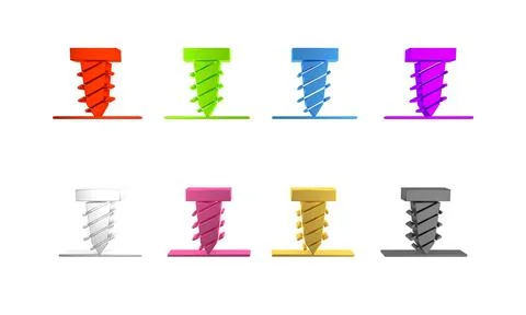 Colorful Rotating drill digging a hole in a ground icon isolated on white b.. Stock Illustration