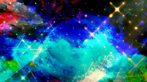 Colorful Rotating Pattern in Darkness with Blue Shapes Stock Footage 112932490