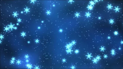 Colorful Rotating Snowflakes Falling Down - Loop Blue Video stock 75469060