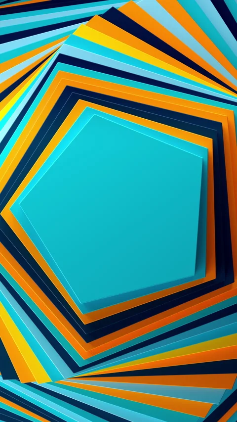 Colorful Rotating Vertical Pentagons - Abstract Geometric Loop Animation. 3D Stock Footage 328216194