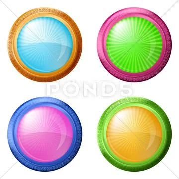 Colorful round buttons, set Stock Illustration