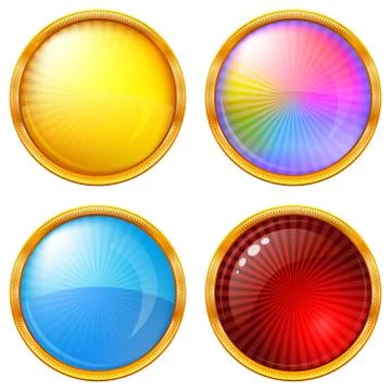 Colorful round buttons, set Stock Illustration